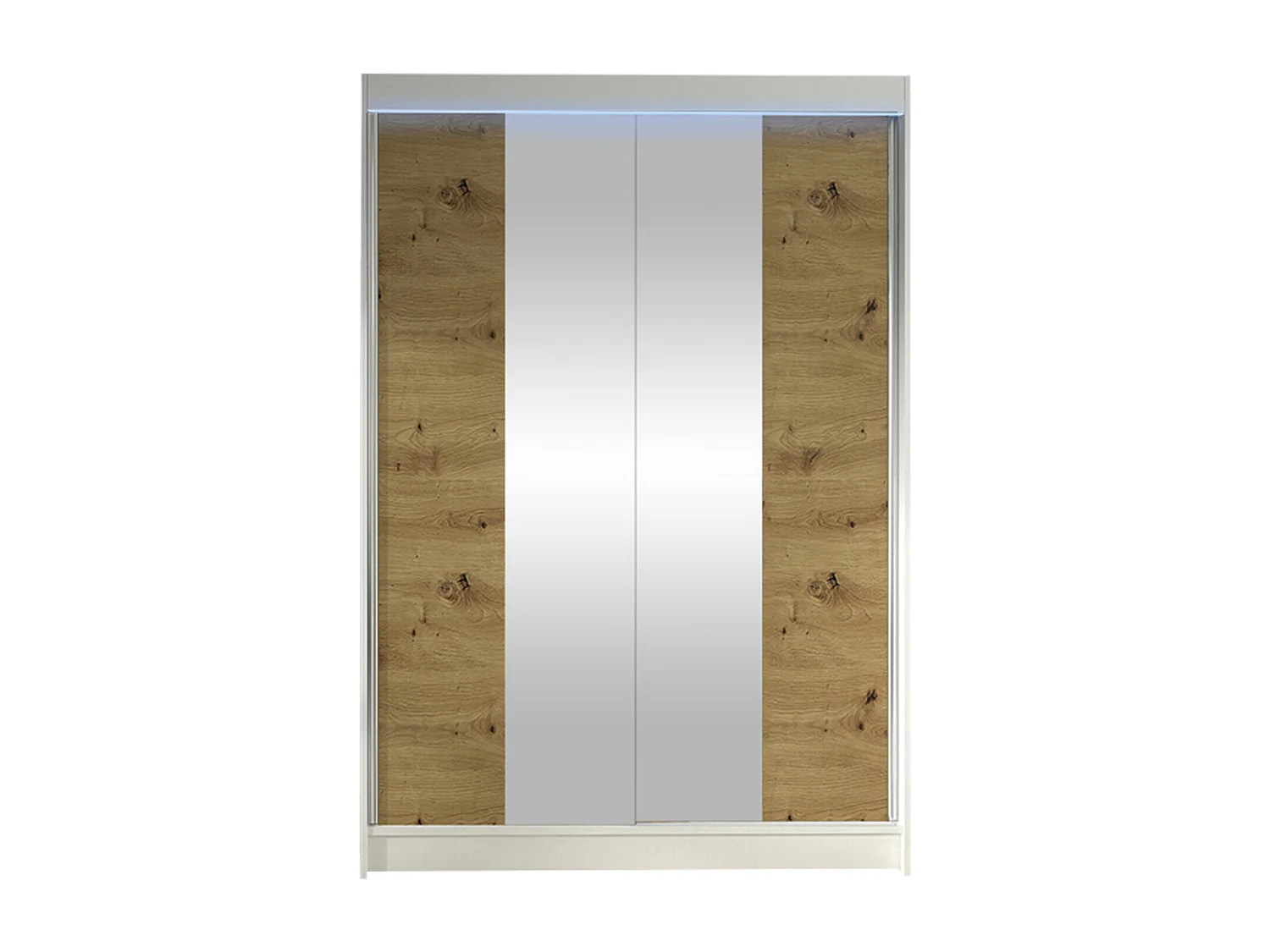 Armoire Closico 148, Chêne Artisan|Blanc, 200x120x58cm, Portes d'armoire: Coulissantes