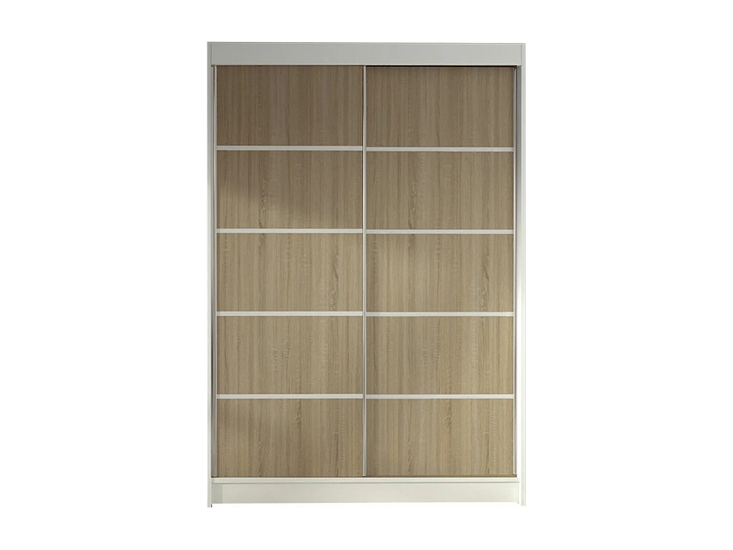 Armoire Closico 150, Sonoma chêne|Blanc, 200x120x58cm, Portes d'armoire: Coulissantes
