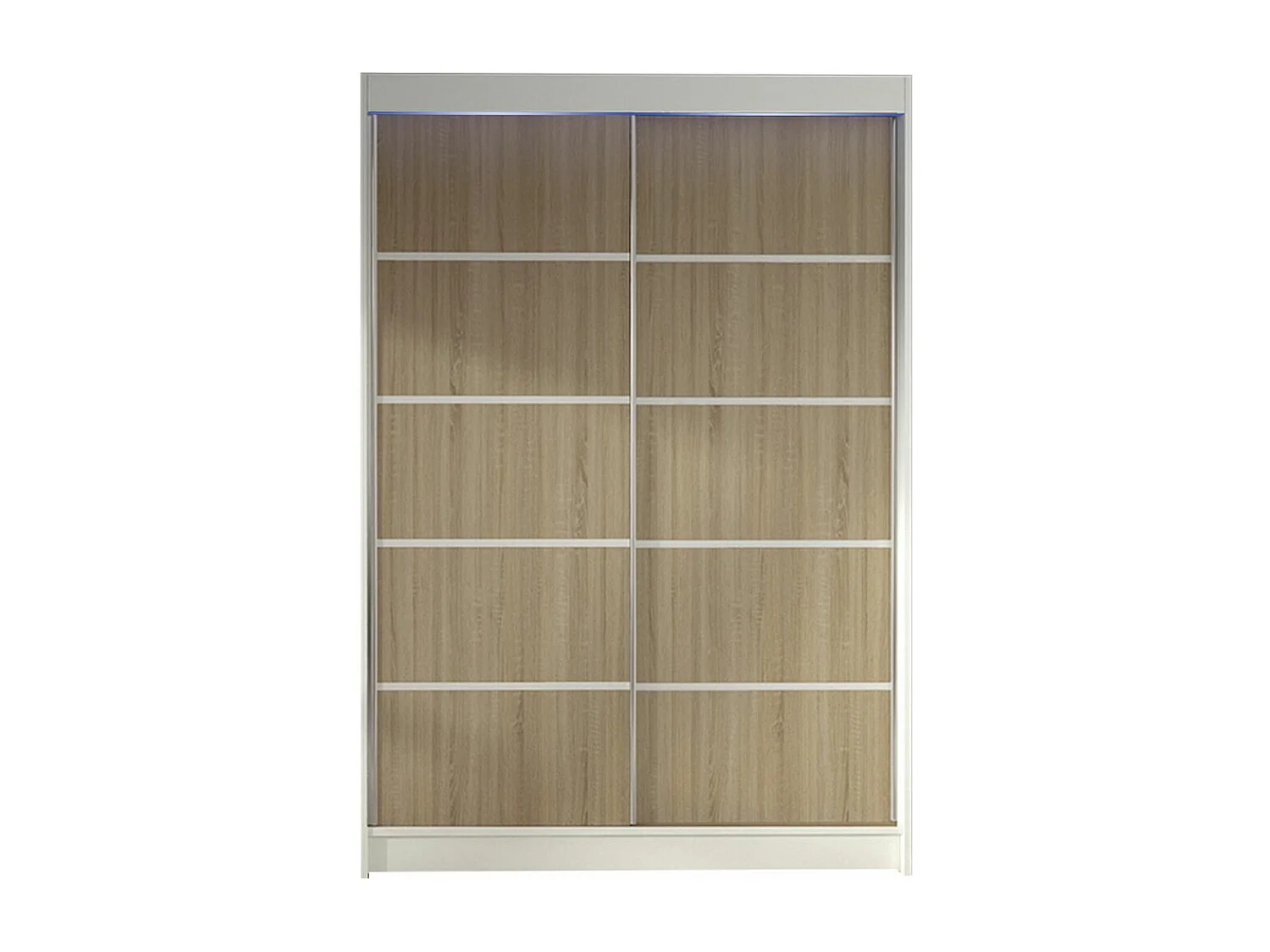 Armoire Closico 150, Sonoma chêne|Blanc, 200x120x58cm, Portes d'armoire: Coulissantes