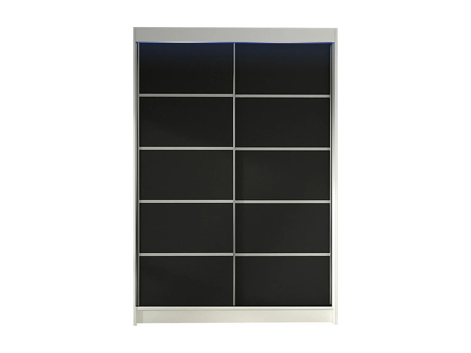 Armoire Closico 150, Noir|Blanc, 200x120x58cm, Portes d'armoire: Coulissantes