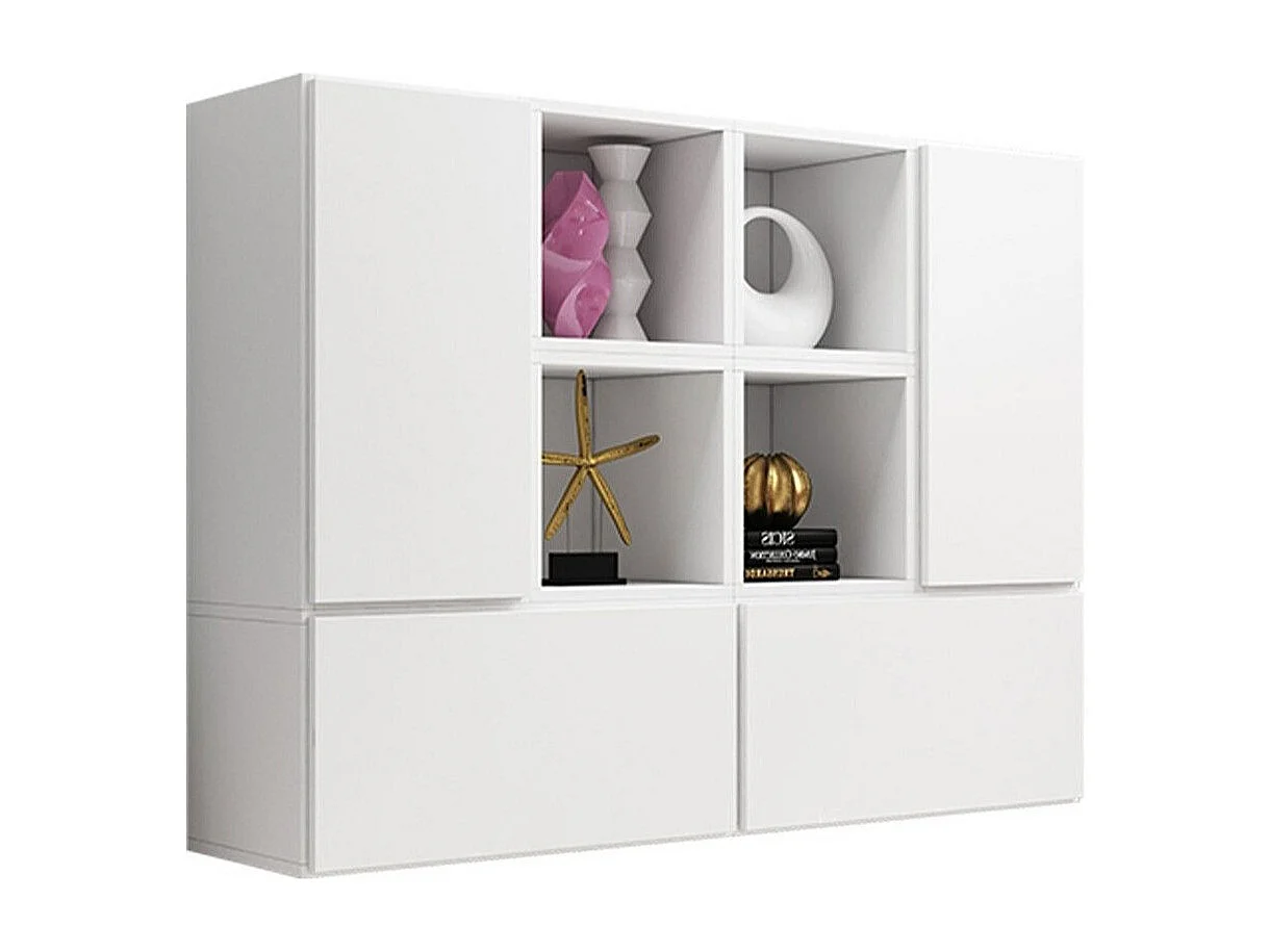 Ensemble d'armoires Corbele 124, Blanc, 113x150x39cm, MDF|Stratifié