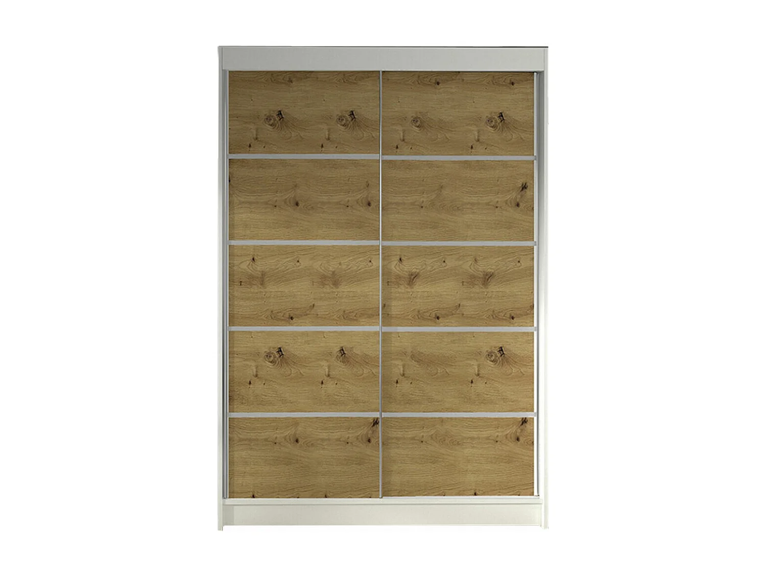 Armoire Closico 150, Chêne Artisan|Blanc, 200x120x58cm, Portes d'armoire: Coulissantes