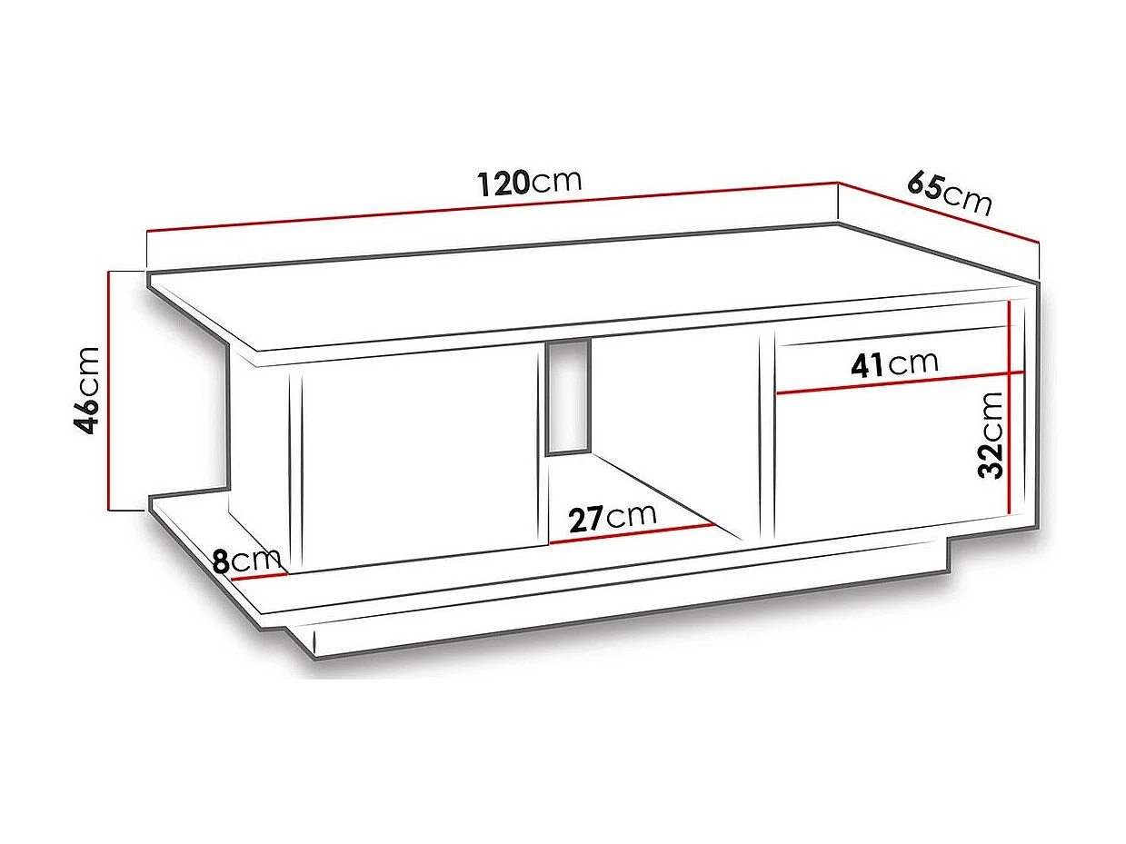 Table basse Fivelbo 103, Chêne du Monastery|Noir brillant, 46x65x120cm, Stratifié