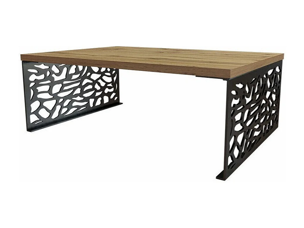 Table basse Germantown 107, Noir mat|Chêne, 45x70x100cm, Stratifié, Angulaire