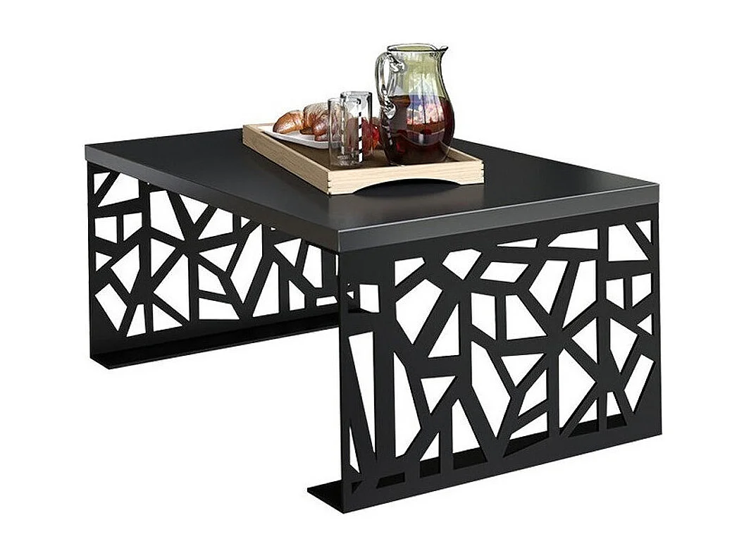 Table basse Germantown 101, Noir brillant|Noir mat, 45x70x100cm, Stratifié, Angulaire