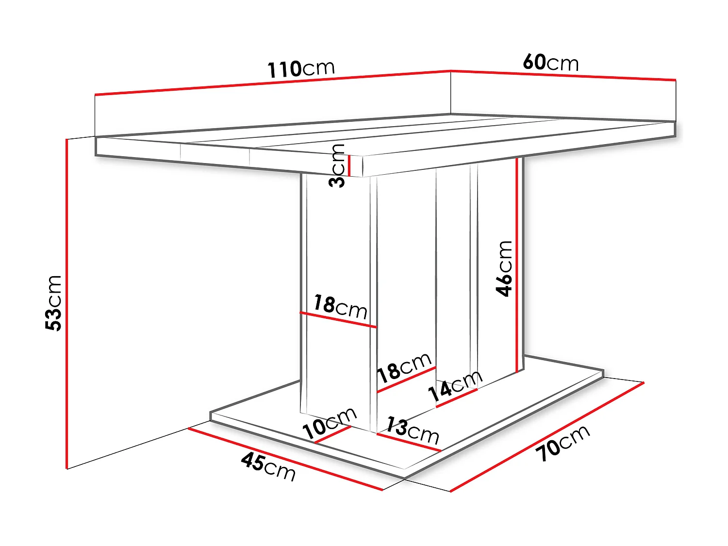Table basse Tucson 147, Noir|Chêne de Lefkas, 53x60x110cm, Stratifié, Angulaire