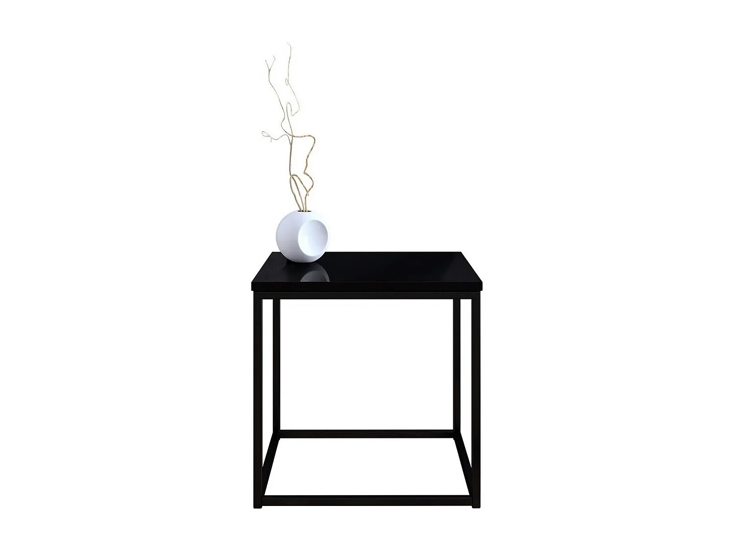 Table basse Germantown 106, Noir mat|Noir brillant, 40x40x40cm, Stratifié, Angulaire