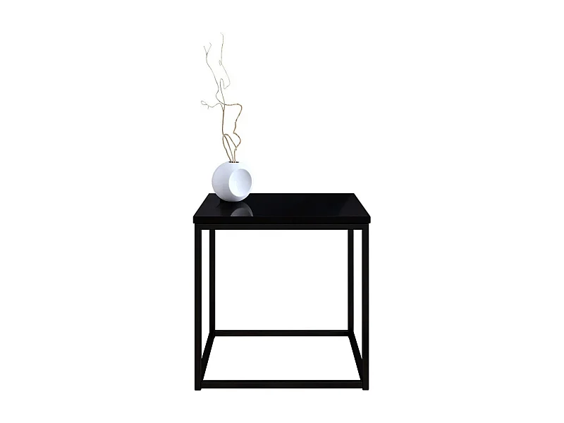 Table basse Germantown 106, Noir mat|Noir brillant, 40x40x40cm, Stratifié, Angulaire