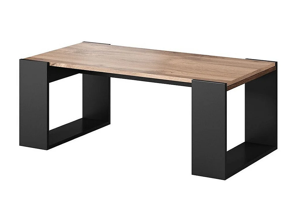 Table basse Nolvoi 106, Chêne wotan|Anthracite, 46x55x120cm, Stratifié, Angulaire