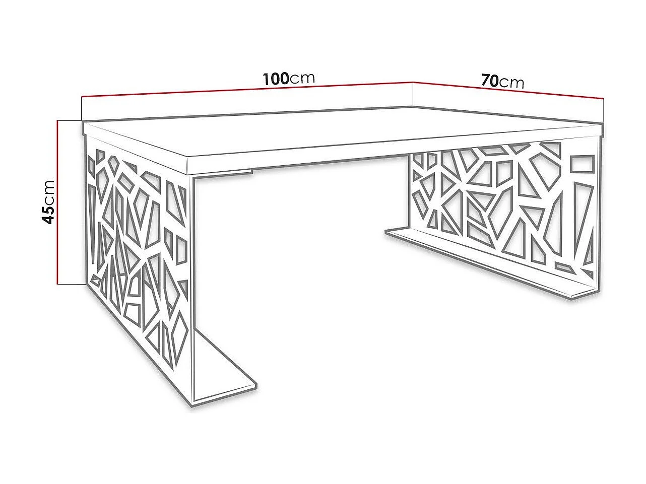 Table basse Germantown 101, Chêne|Noir mat, 45x70x100cm, Stratifié, Angulaire