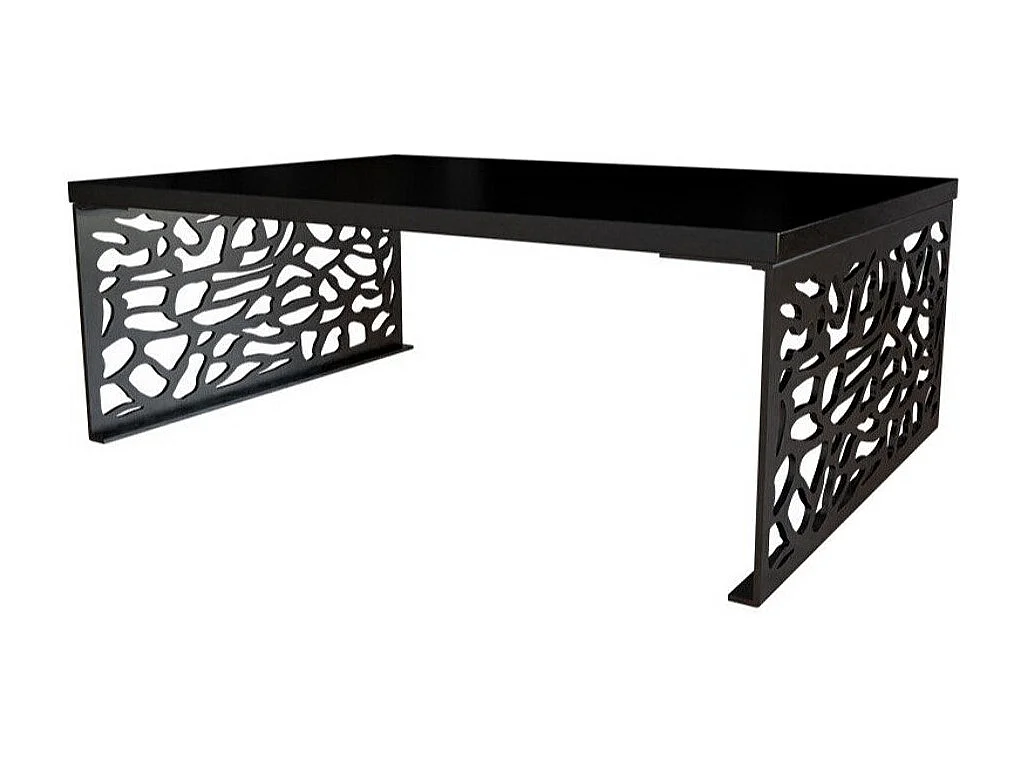 Table basse Germantown 107, Noir mat|Noir brillant, 45x70x100cm, Stratifié, Angulaire