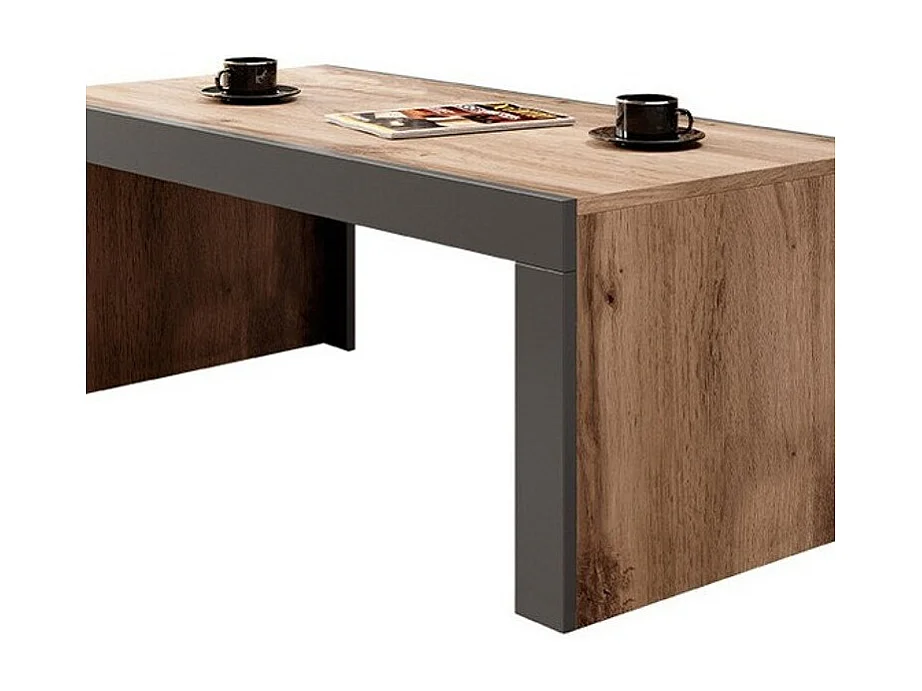 Table basse Charlotte 146, Chêne wotan|Anthracite, 50x60x120cm, Stratifié, Angulaire