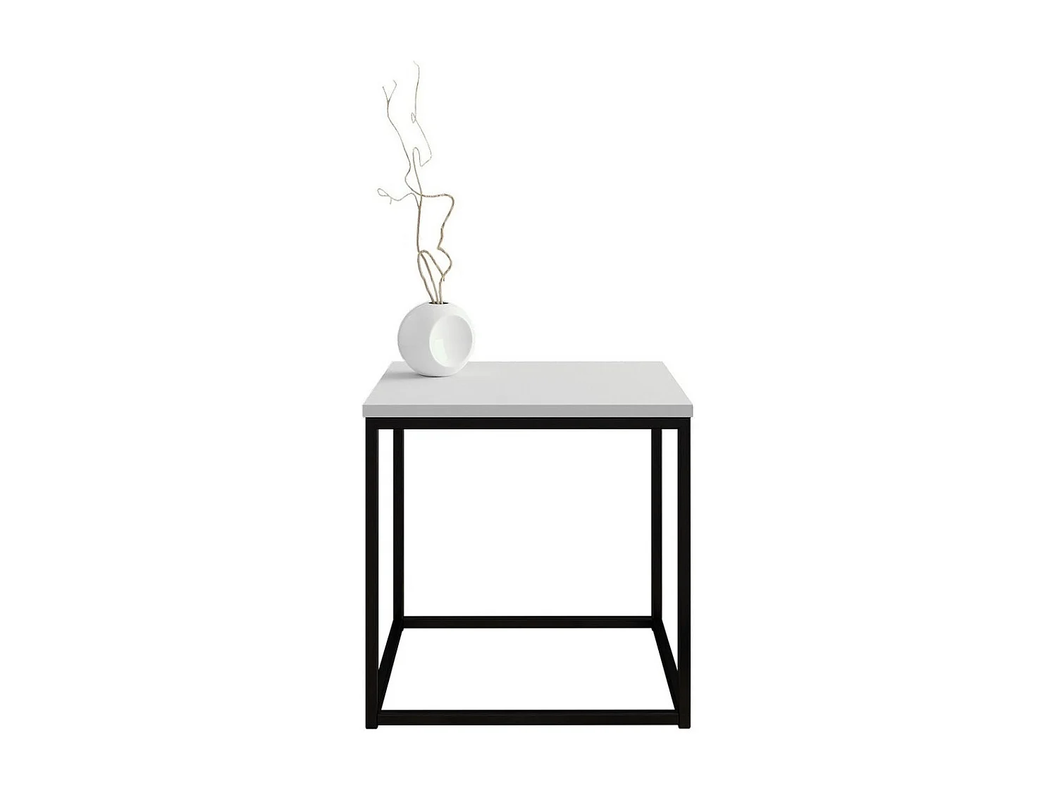 Table basse Germantown 106, Noir mat|Blanc brillant, 40x40x40cm, Stratifié, Angulaire