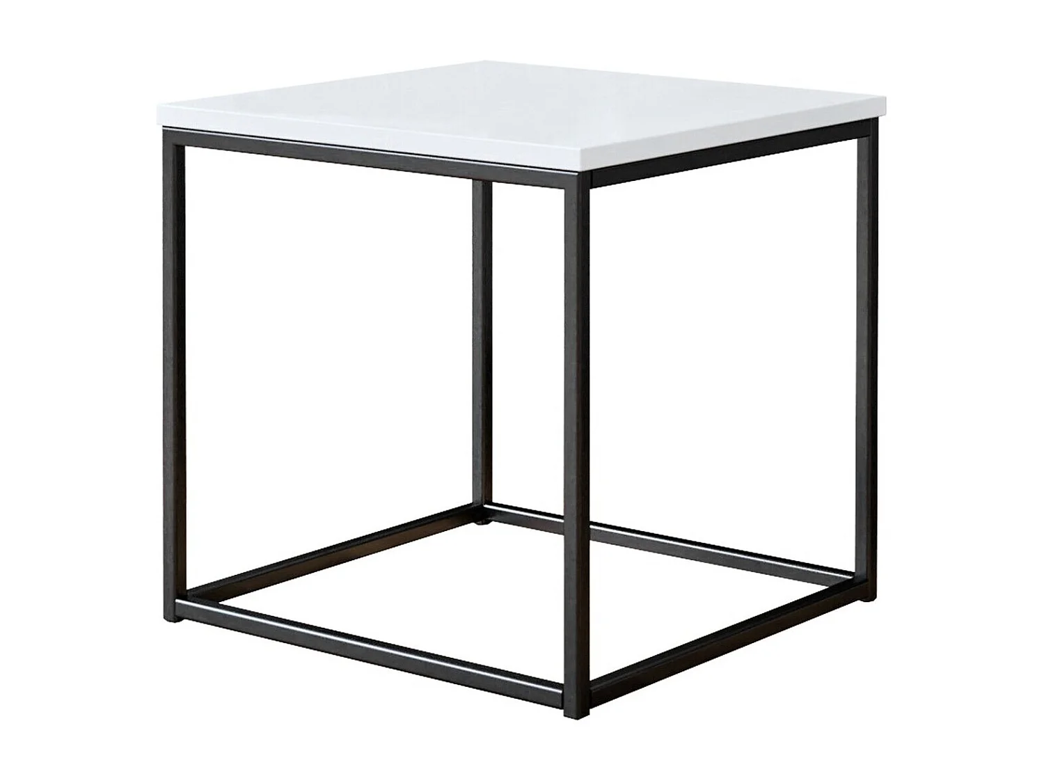 Table basse Germantown 106, Noir mat|Blanc brillant, 40x40x40cm, Stratifié, Angulaire