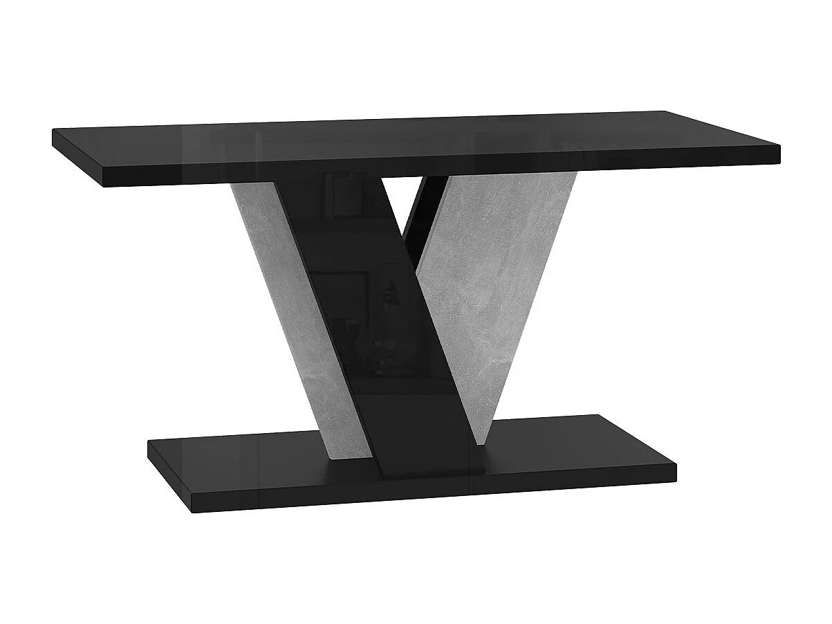 Table basse Goodyear 128, Noir brillant|Béton, 60x70x110cm, Stratifié, Angulaire