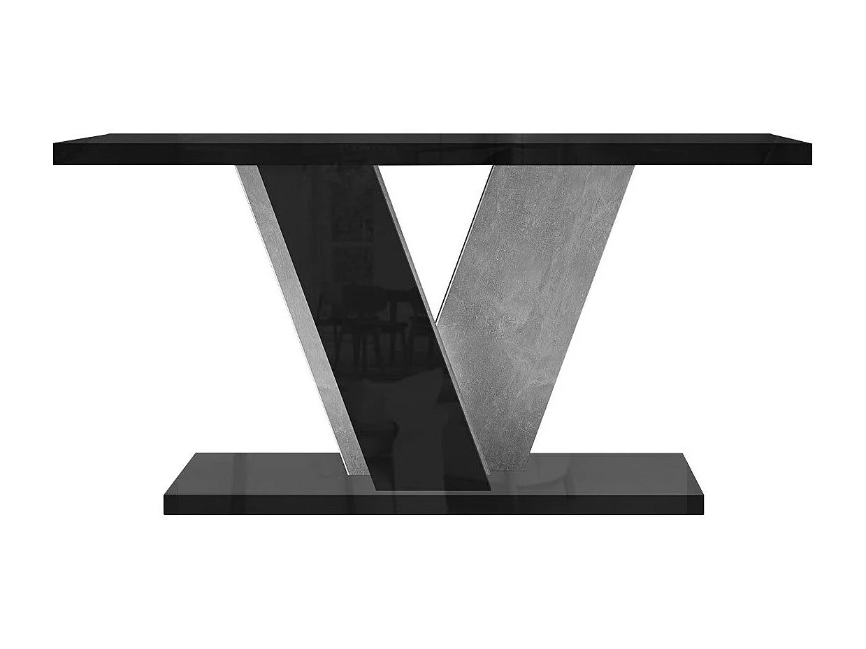 Table basse Goodyear 128, Noir brillant|Béton, 60x70x110cm, Stratifié, Angulaire