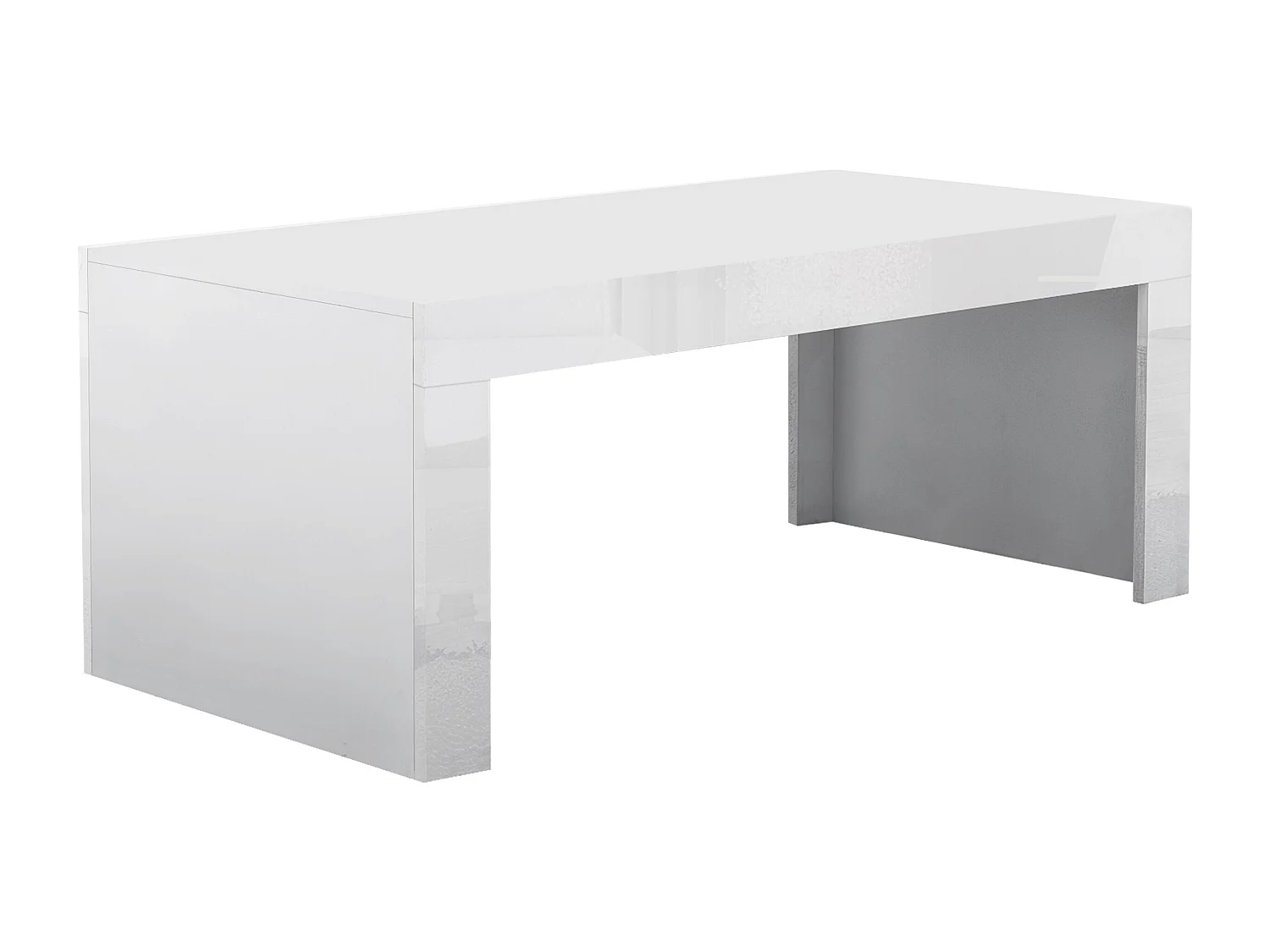 Table basse Charlotte 107, Blanc brillant|Blanc, 50x60x120cm, Stratifié, Angulaire