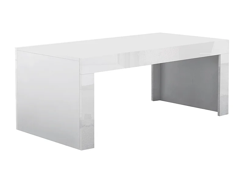 Table basse Charlotte 107, Blanc brillant|Blanc, 50x60x120cm, Stratifié, Angulaire