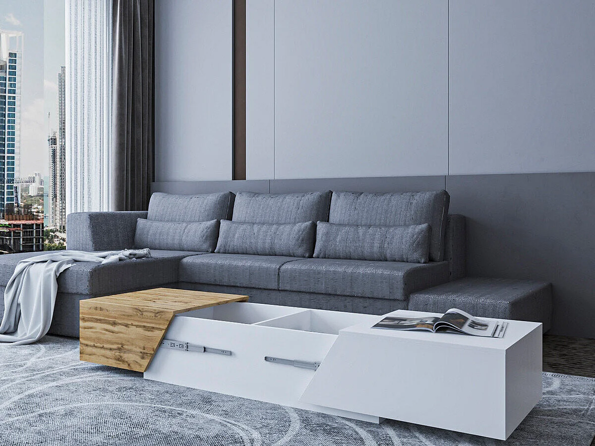 Table basse Comfivo Daldune 102, Anthracite|Chêne wotan, 42x60x124cm, Stratifié