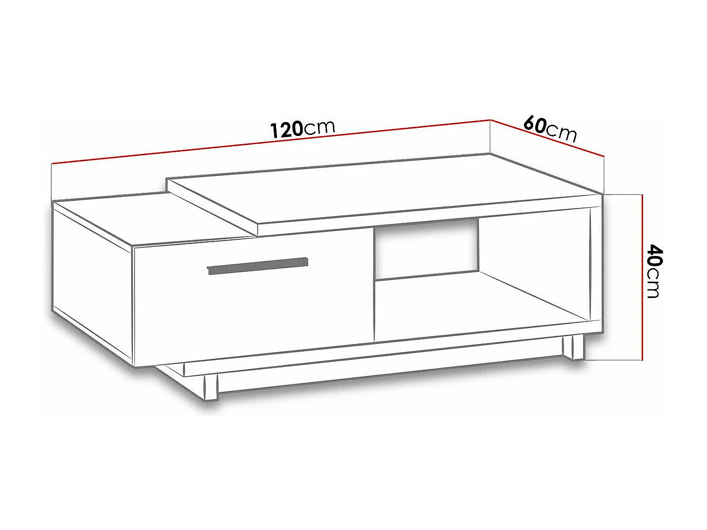 Table basse Morlira 103, Chêne Artisan|Noir mat, 40x60x120cm, Stratifié, Angulaire