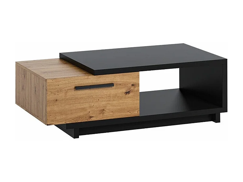 Table basse Morlira 103, Chêne Artisan|Noir mat, 40x60x120cm, Stratifié, Angulaire