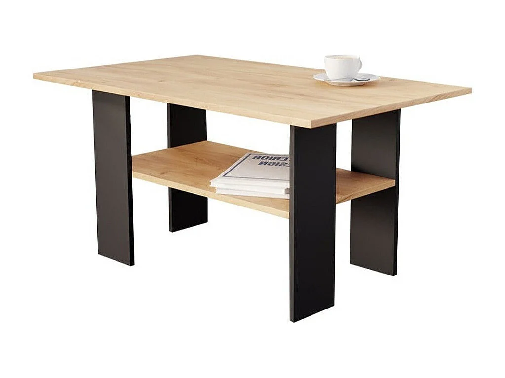 Table basse Reading 101, Craft chêne|Noir, 50x60x100cm, Stratifié, Angulaire