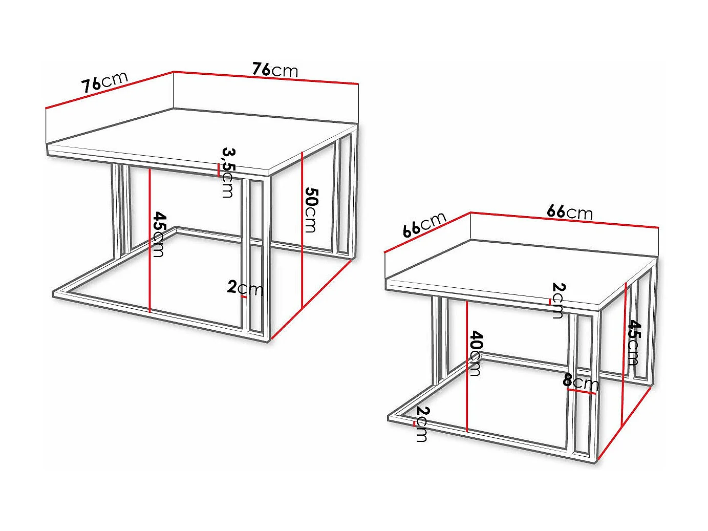 Ensemble tables basses Oswego 110, Marbre blanc|Doré, 50x76x76cm, Stratifié, Angulaire