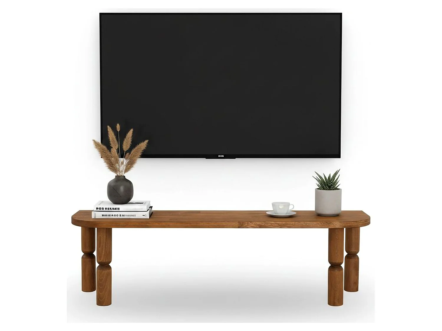 Meuble TV Ceres, Buffet de salon, Armoire basse pour TV, Base murale de rangement, 140x35h40 cm, Chêne