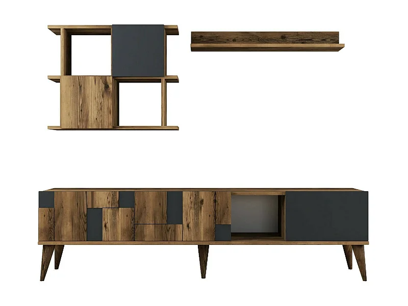 Mobile Porta tv Dora, 4 Ripiani, 33.8x180x48.6h cm Marrone Noce