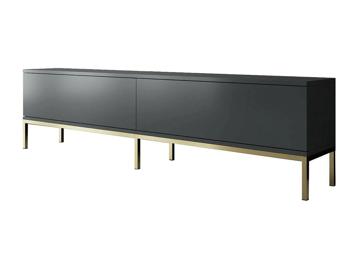TV-meubel Espero, één plank, 180x30x47h cm antracietzwart, 2 deuren, 2 vakken