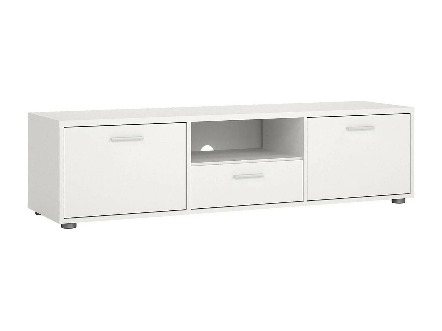 Meuble TV Dthorsb, Buffet de salon, Armoire basse pour TV, Base murale de rangement, 147x40 h38 cm, Blanc