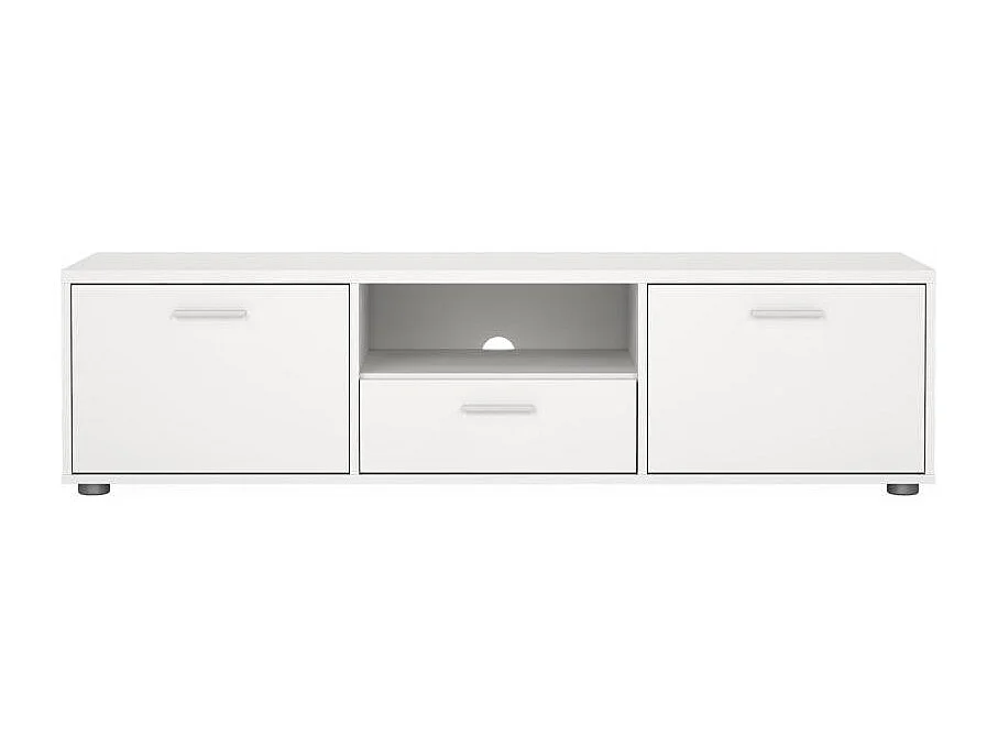 Meuble TV Dthorsb, Buffet de salon, Armoire basse pour TV, Base murale de rangement, 147x40 h38 cm, Blanc
