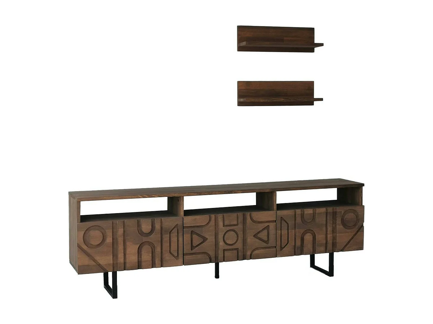 Fernsehschrank Dpatrici, Ständer für Wohnzimmerfernseher, Niedriges Wohnzimmer-Sideboard, TV-Ständerbasis, 170x30h40 cm, Nussbaum