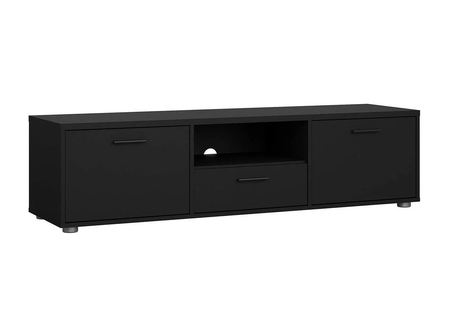 Dthorsb TV-meubel, Woonkamerdressoir, Lage tv-kast, Voorzien van wandbasis, 147x40 h38 cm, Zwart