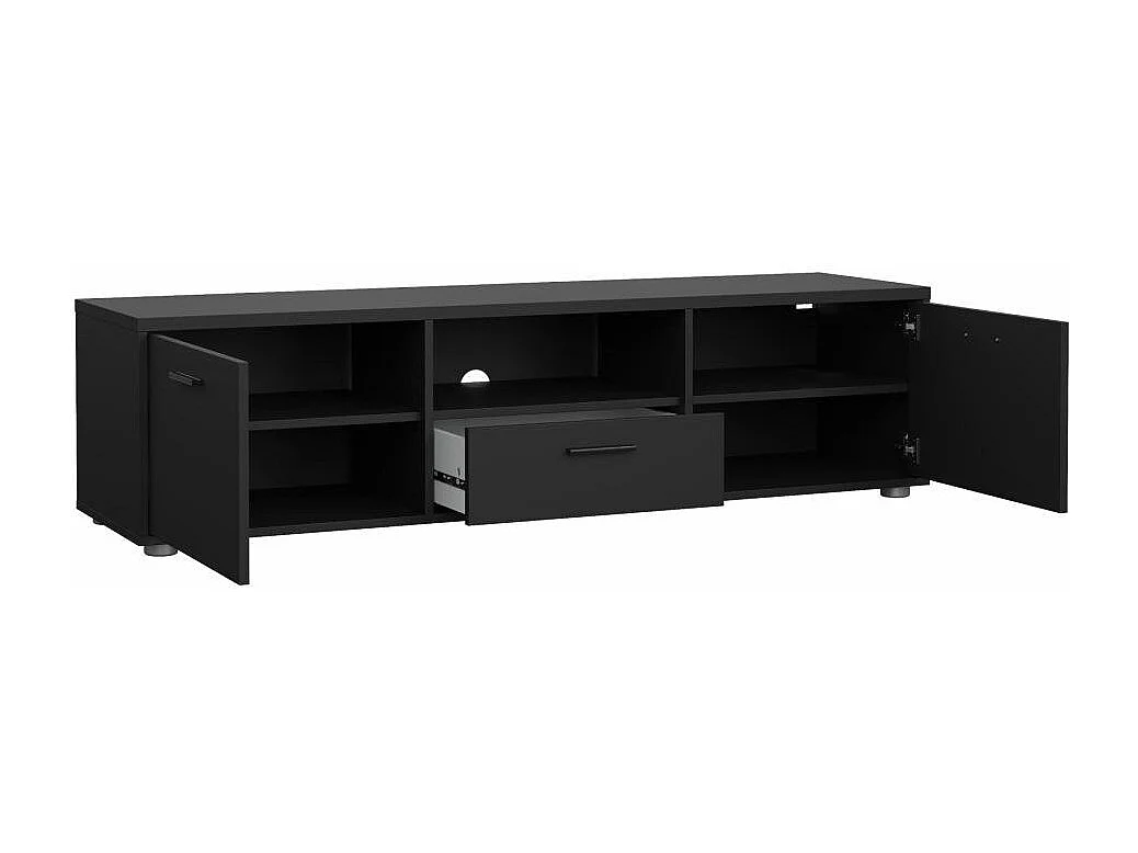Dthorsb TV-meubel, Woonkamerdressoir, Lage tv-kast, Voorzien van wandbasis, 147x40 h38 cm, Zwart