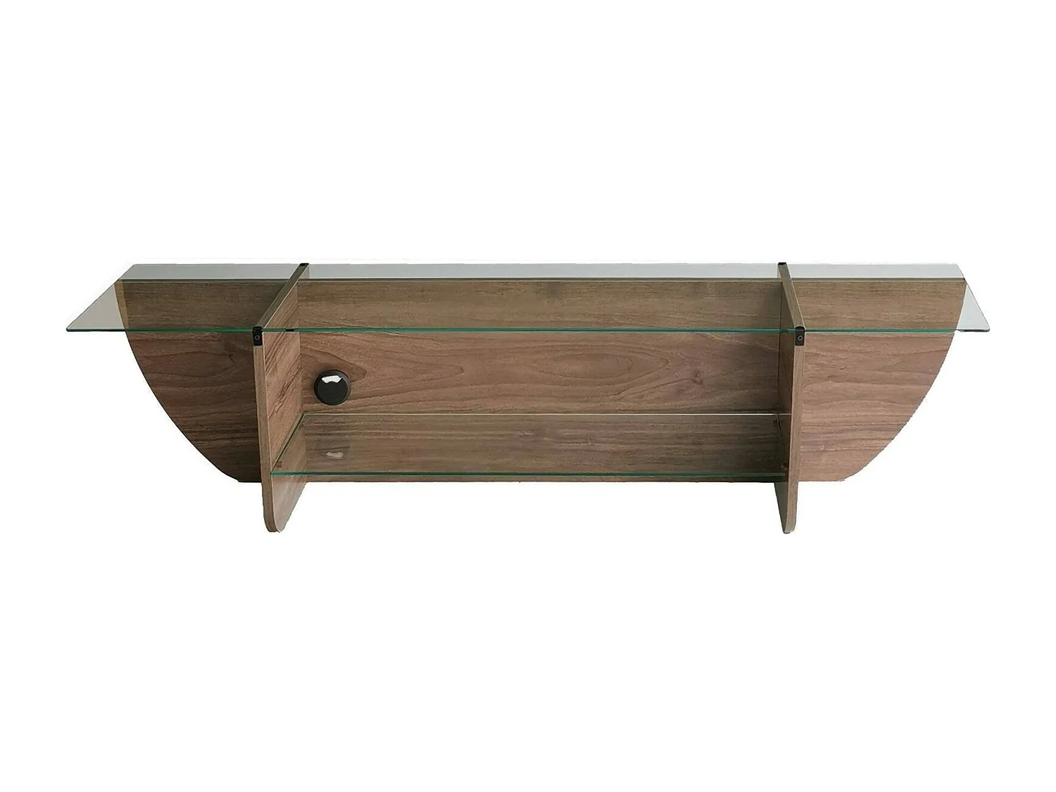 Meuble TV Heka, Buffet de salon, Armoire basse pour TV, Base murale de rangement, 158x35h40 cm, Noyer