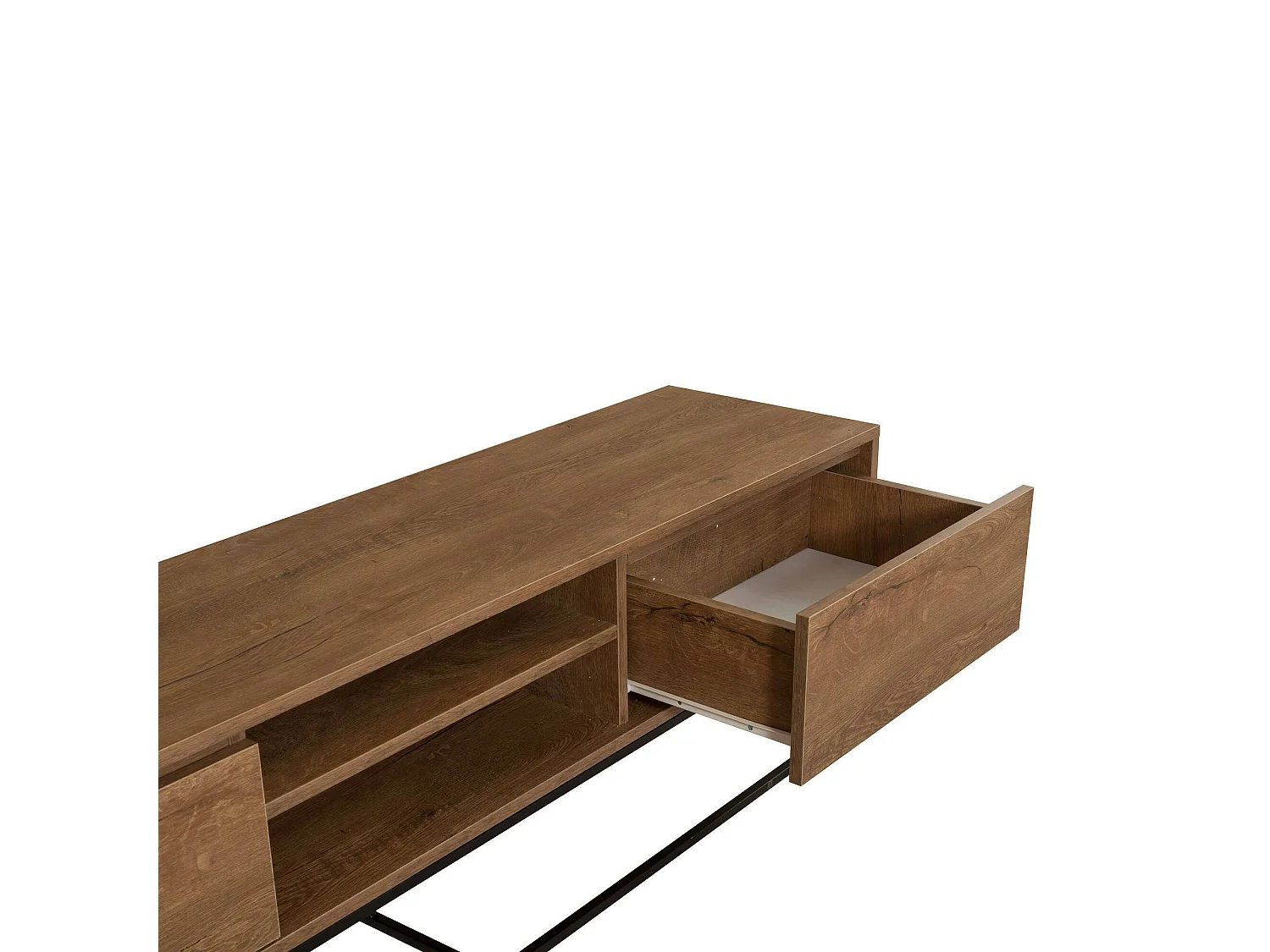 Fernsehschrank Dpicon, Ständer für Wohnzimmerfernseher, Niedriges Wohnzimmer-Sideboard, TV-Ständerbasis, 180x40h50 cm, Walnuss und Schwarz