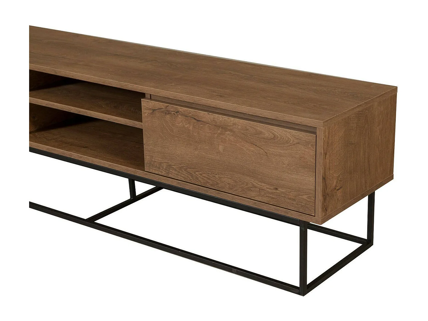Fernsehschrank Dpicon, Ständer für Wohnzimmerfernseher, Niedriges Wohnzimmer-Sideboard, TV-Ständerbasis, 180x40h50 cm, Walnuss und Schwarz