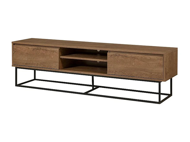 Mueble de televisión Dpicon, Aparador de salón, Mueble bajo para TV, Base de pared equipada, 180x40h50 cm, Nogal y Negro