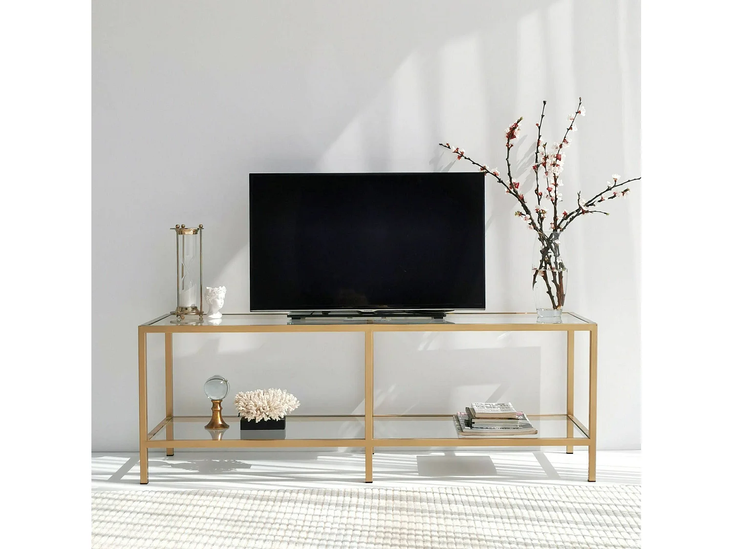 Dklaasse tv-meubel, woonkamer dressoir, laag tv-meubel, gemonteerd wandonderstel, 130x40h45 cm, goud