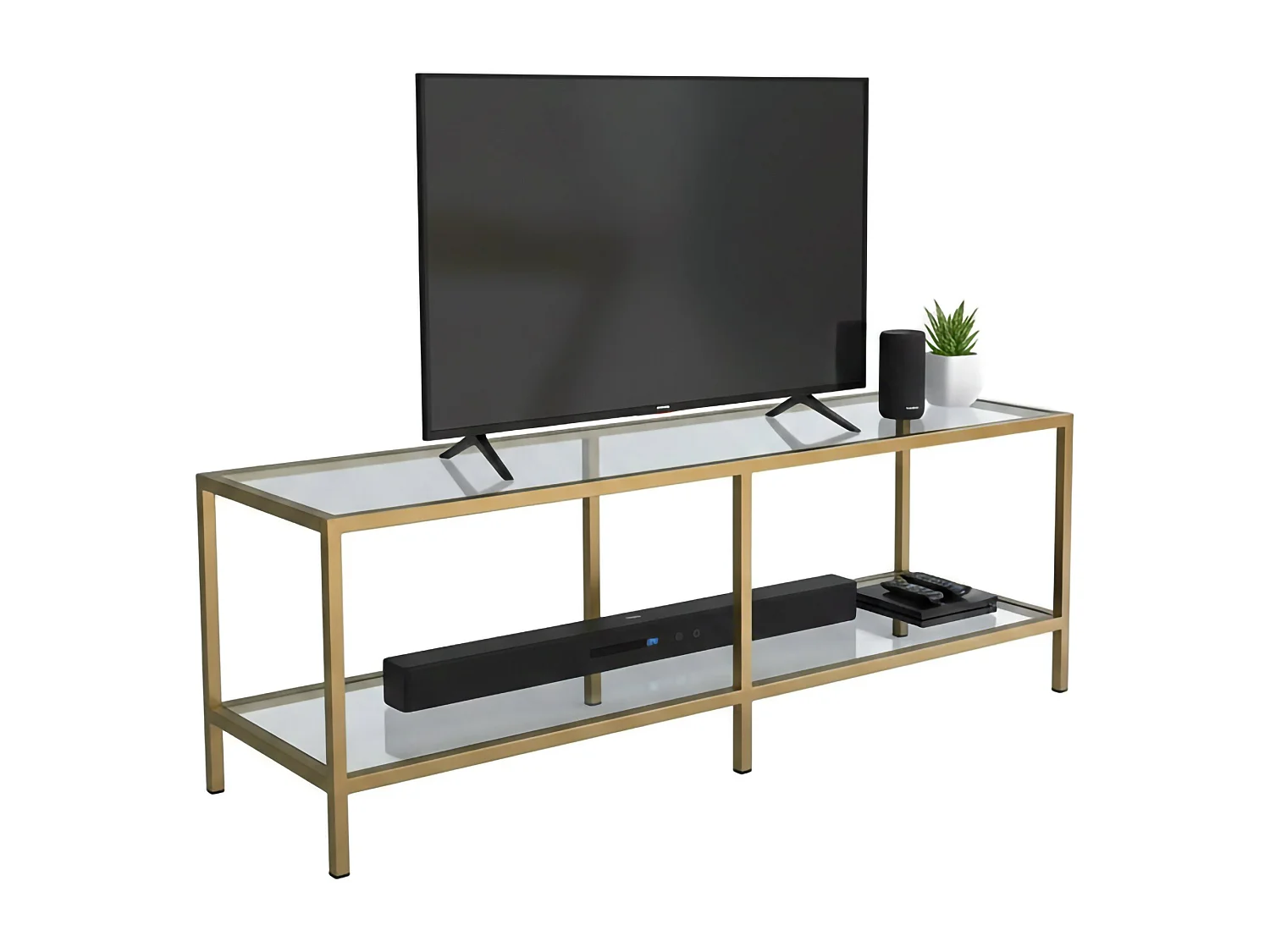 Armário de suporte de TV Dklaasse, Aparador de sala, Armário de TV baixo, Base de parede equipada, 130x40h45 cm, Ouro