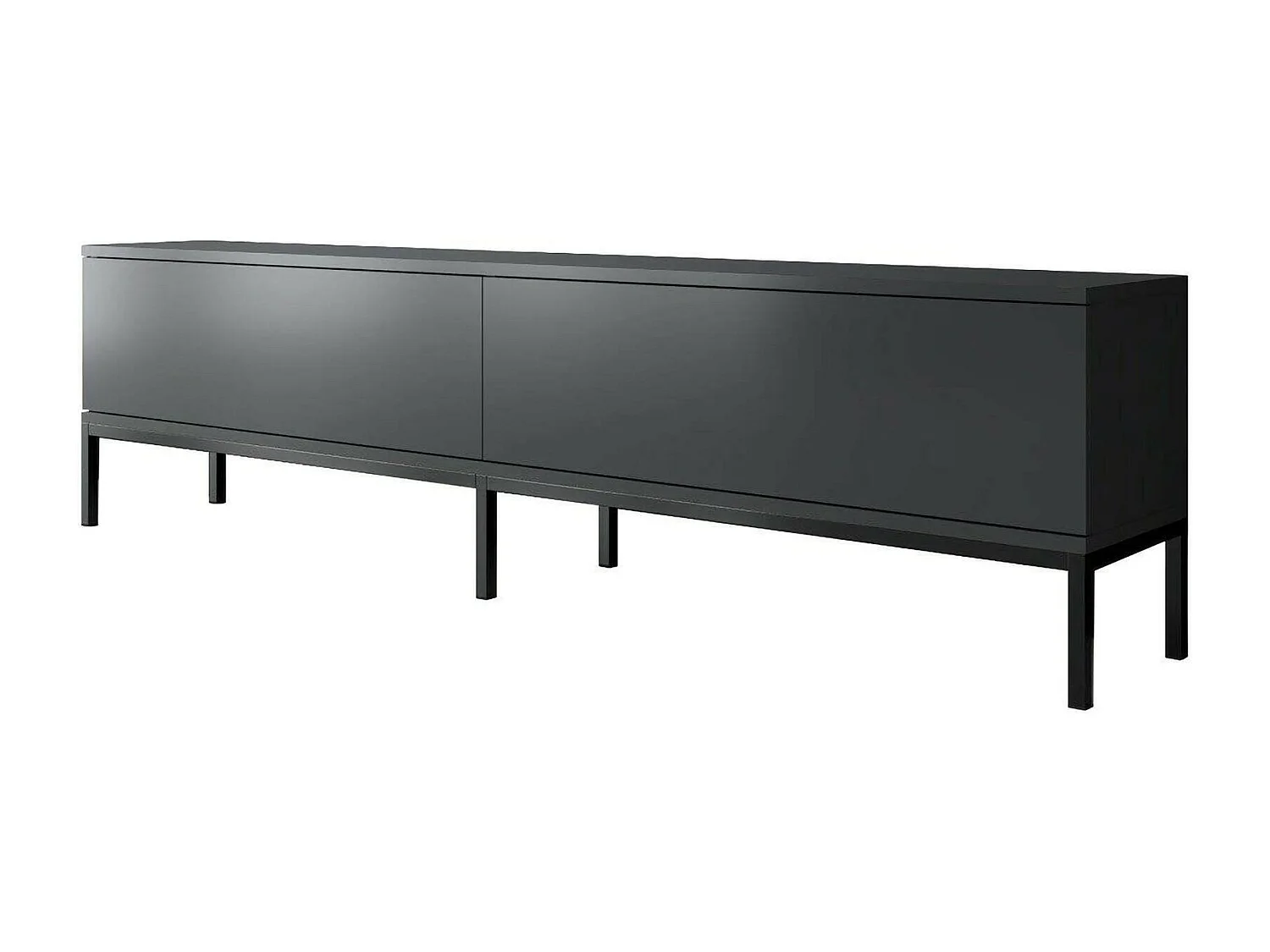 Meuble TV Regulus, Buffet de salon, Armoire basse pour TV, Base murale de rangement, 180x30h47 cm, Anthracite et Noir