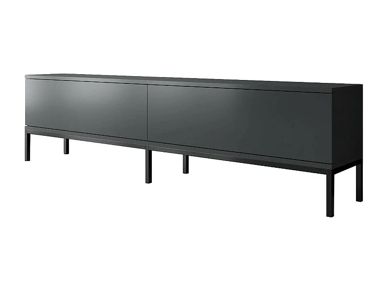 Fernsehschrank Dpetrell, Ständer für Wohnzimmerfernseher, Niedriges Wohnzimmer-Sideboard, TV-Ständerbasis, 180x30h47 cm, Anthrazit und Schwarz