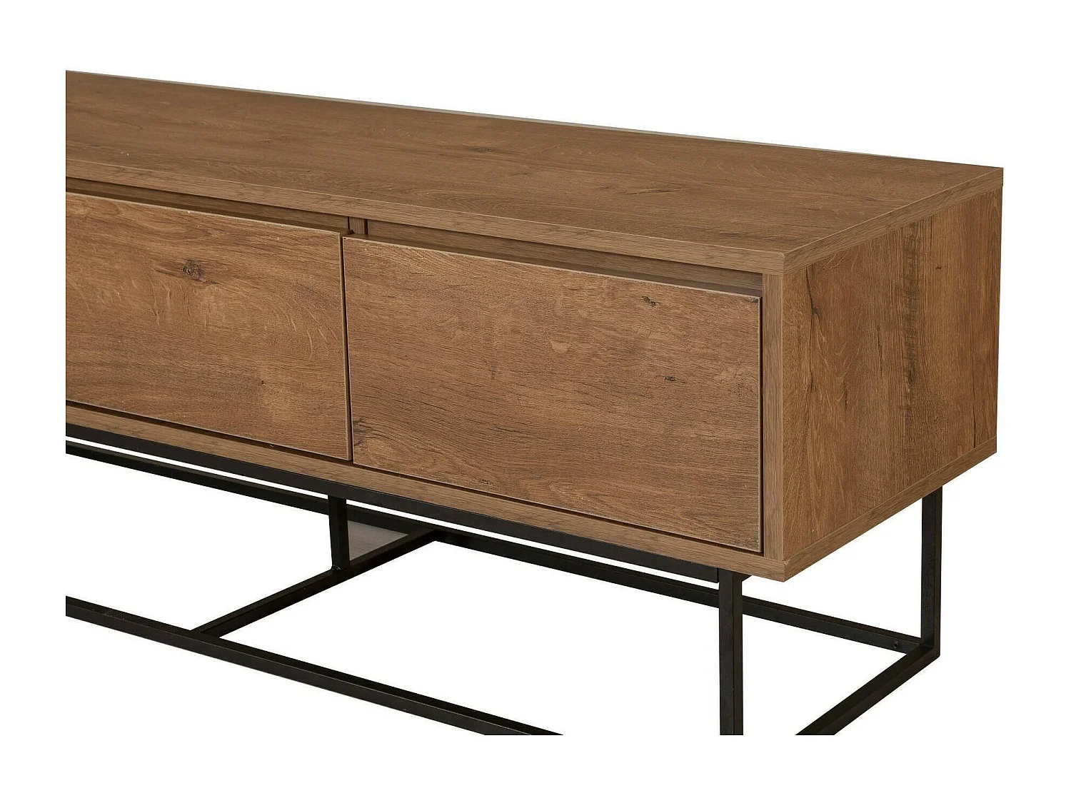 Dlapadul tv-meubel, woonkamer dressoir, laag tv-meubel, inbouw wandonderstel, 140x40h50 cm, walnoot en zwart