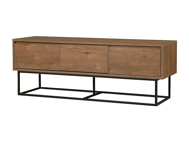 Fernsehschrank Dlapadul, Ständer für Wohnzimmerfernseher, Niedriges Wohnzimmer-Sideboard, TV-Ständerbasis, 140x40h50 cm, Walnuss und Schwarz