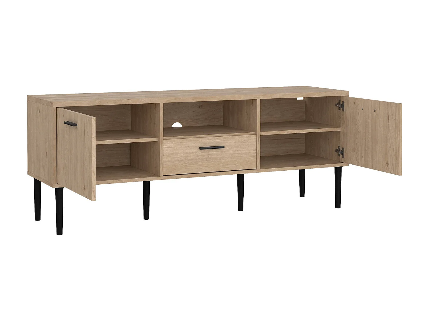 Móvel TV Dtoc, Aparador sala, Armário baixo para TV, Base de parede equipada, 147x40 h57 cm, Carvalho