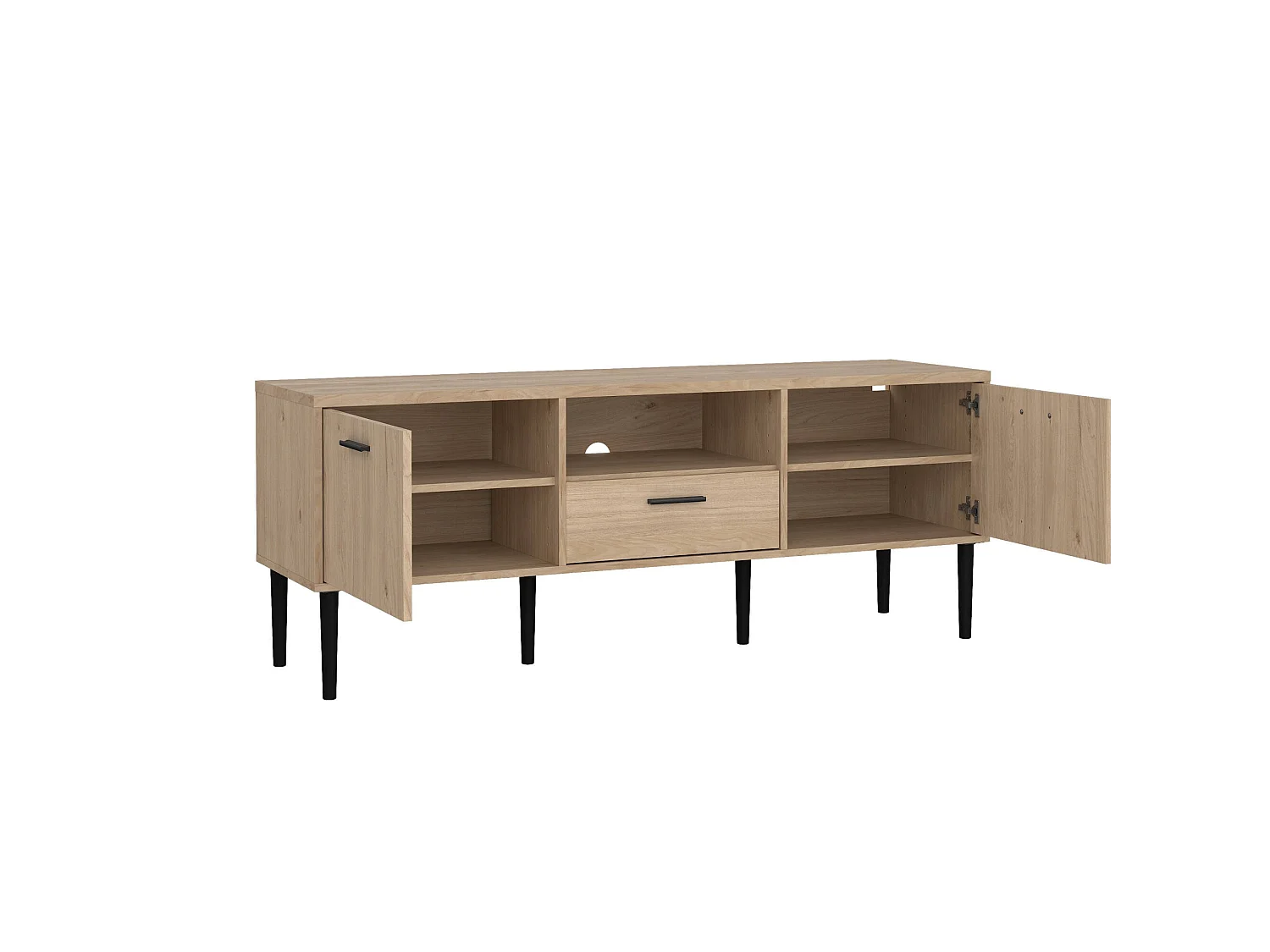 Dtoc TV-meubel, Woonkamerdressoir, Lage TV-kast, Voorzien van onderbouw, 147x40 h57 cm, Eiken