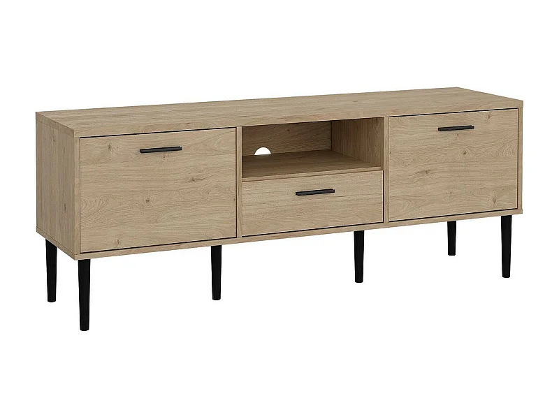 Fernsehschrank Dtoc, Ständer für Wohnzimmerfernseher, Niedriges Wohnzimmer-Sideboard, TV-Ständerbasis, 147x40 h57 cm, Eiche
