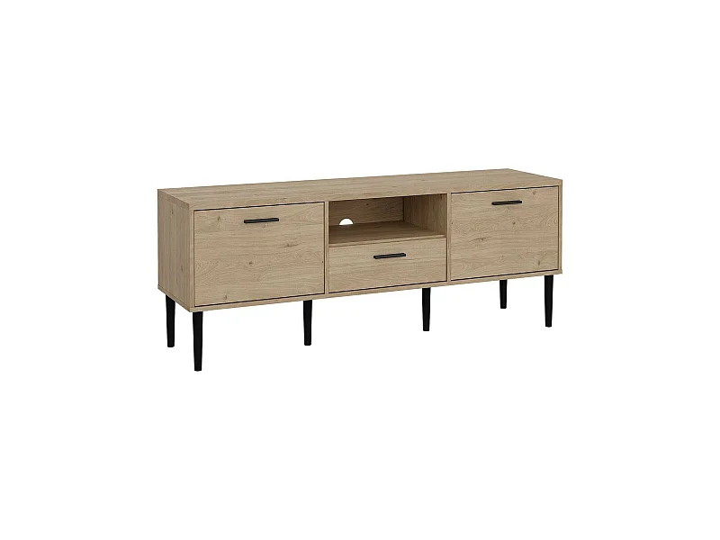 Mueble de televisión Dtoc, Aparador de salón, Mueble bajo para TV, Base de pared equipada, 147x40 h57 cm, Roble