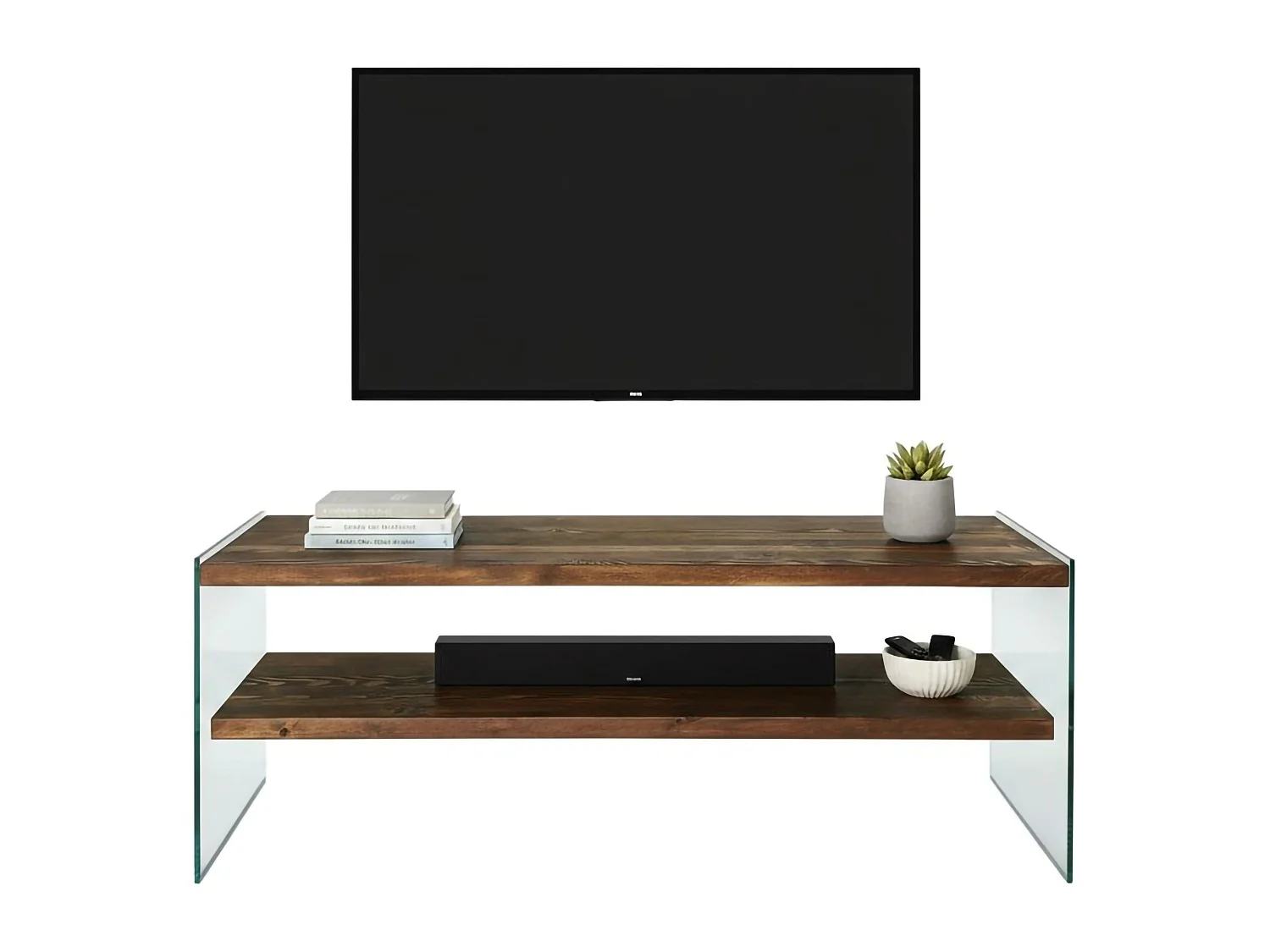Meuble TV Sargas, Buffet de salon, Armoire basse pour TV, Base murale de rangement, 120x35h45 cm, Noyer